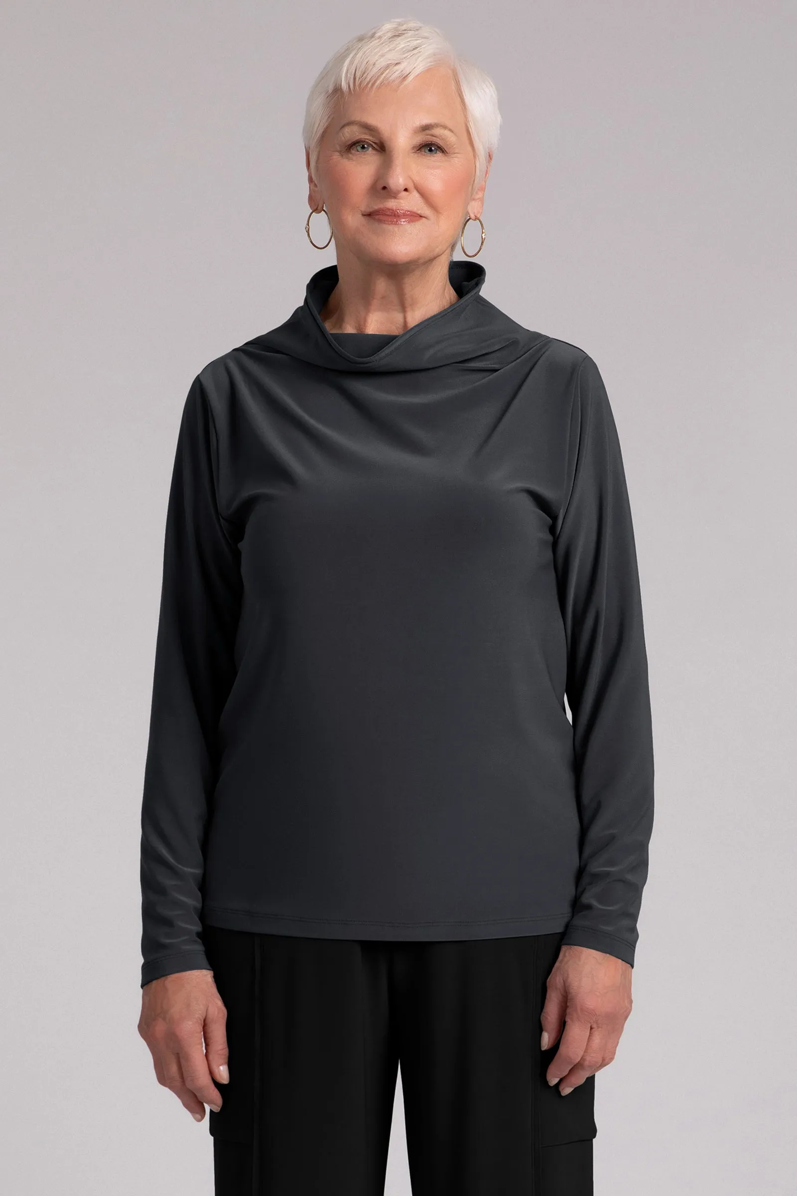 Funnel Neck Top | Graphite