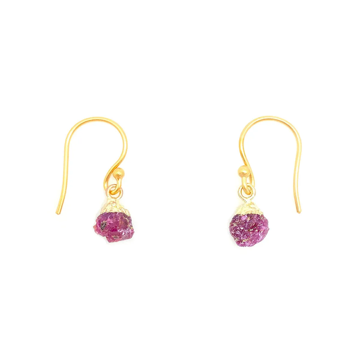 Gemstone Nugget Earrings - Ruby