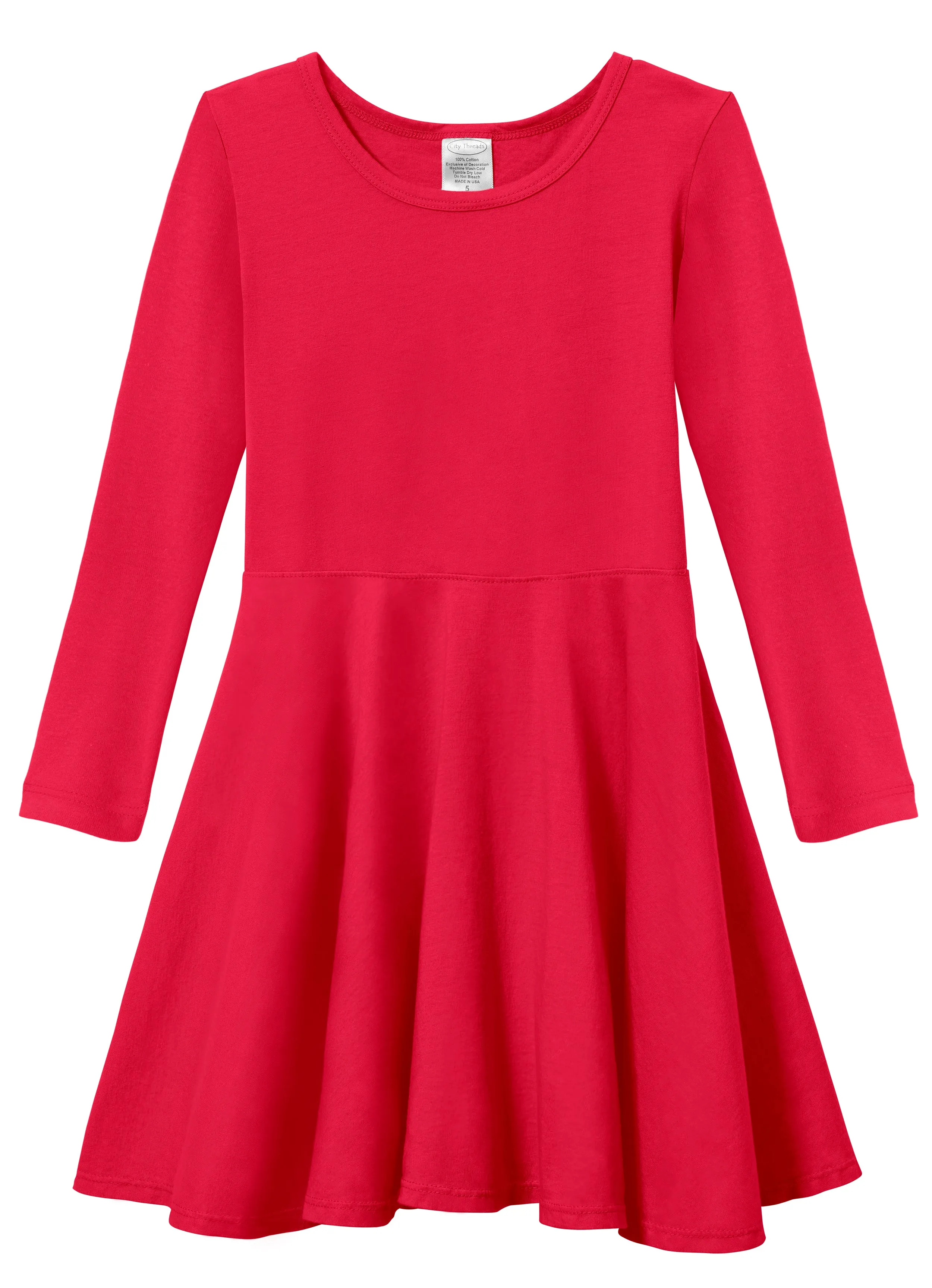 Girls Soft Cotton Jersey Long Sleeve Twirly Dress | Candy Apple