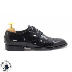 Good Year Welted Black Color Leather Brogue Oxford Lace Up Handmade Dress Shoes