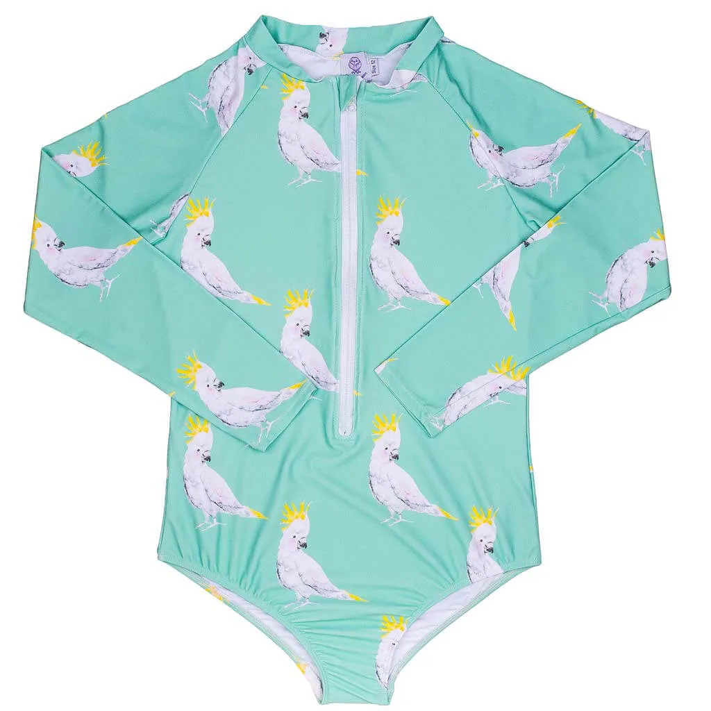 Green Cockatoo Women's Long Sleeve Zip Swimmers