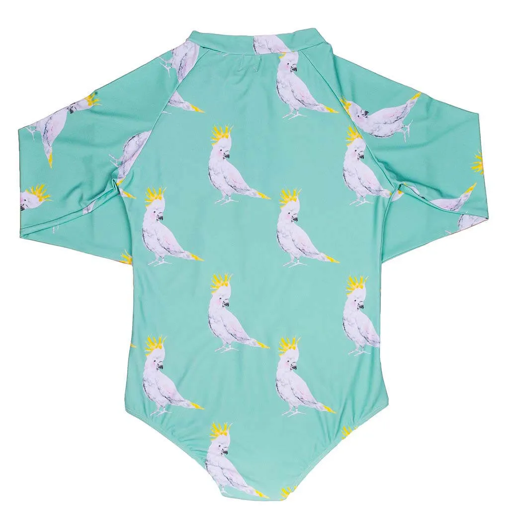 Green Cockatoo Women's Long Sleeve Zip Swimmers