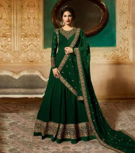 Green Colored Semi Stitched Georgette Suit