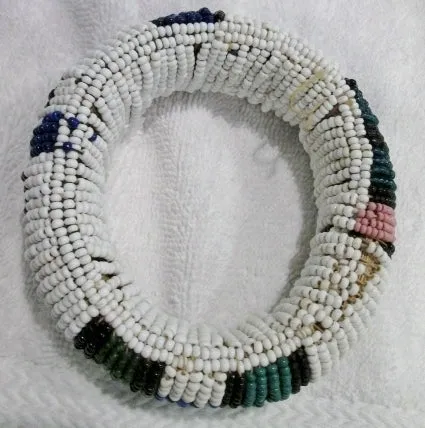 Handmade AFRICA Bead BRACELET Tribal Ethnic Cuff BEAD Bangle WHITE GREEN BLACK