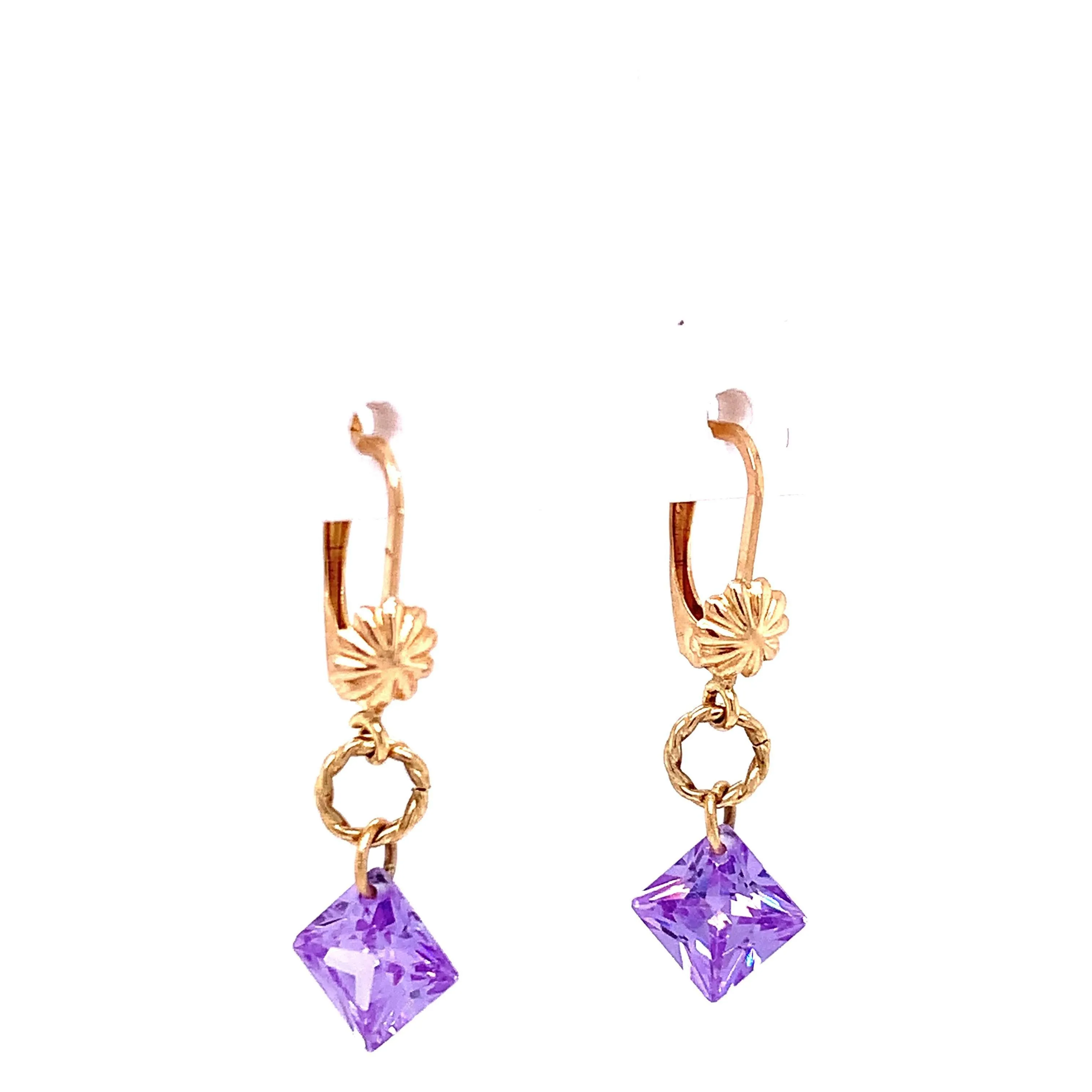 Hanging Double Square Colored Stone Earring