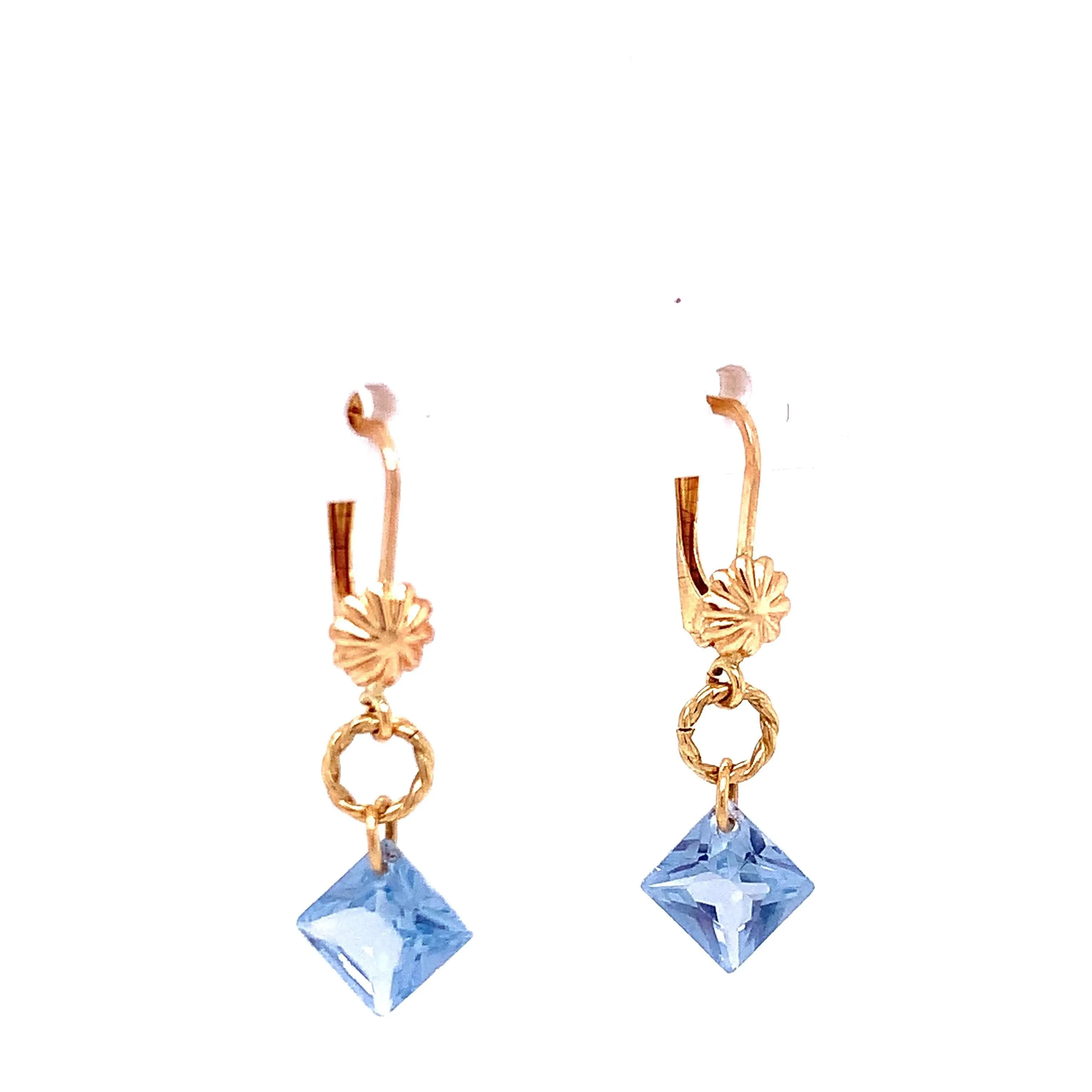 Hanging Double Square Colored Stone Earring