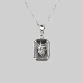 HEART KEEPER. Anatomical Heart Under Glass Necklace - Silver