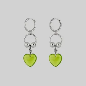 HEART TO HEART. Pierced Drop Earrings - Silver