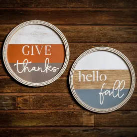 Hello Fall Set of 2 Round Signs