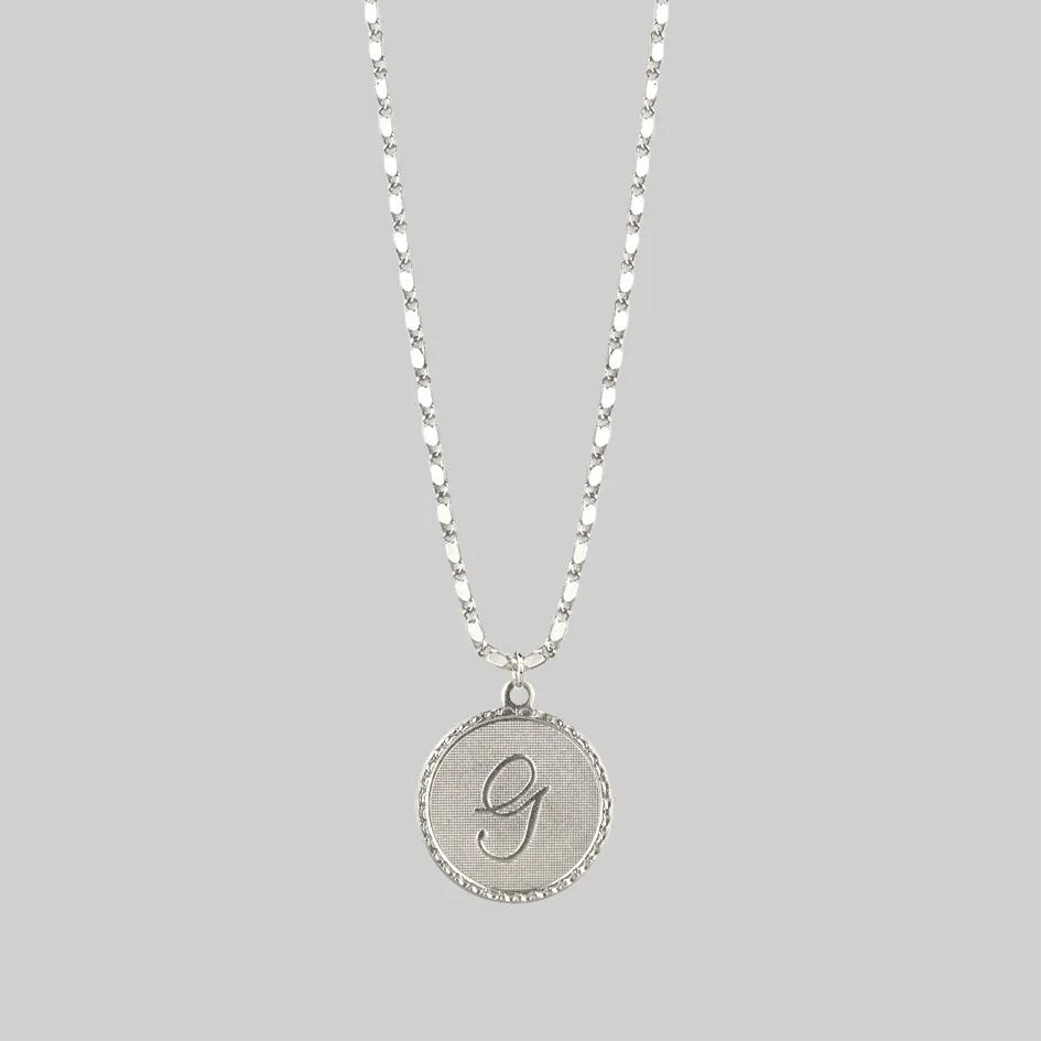 Initial Medallion Silver Necklace (A - M)