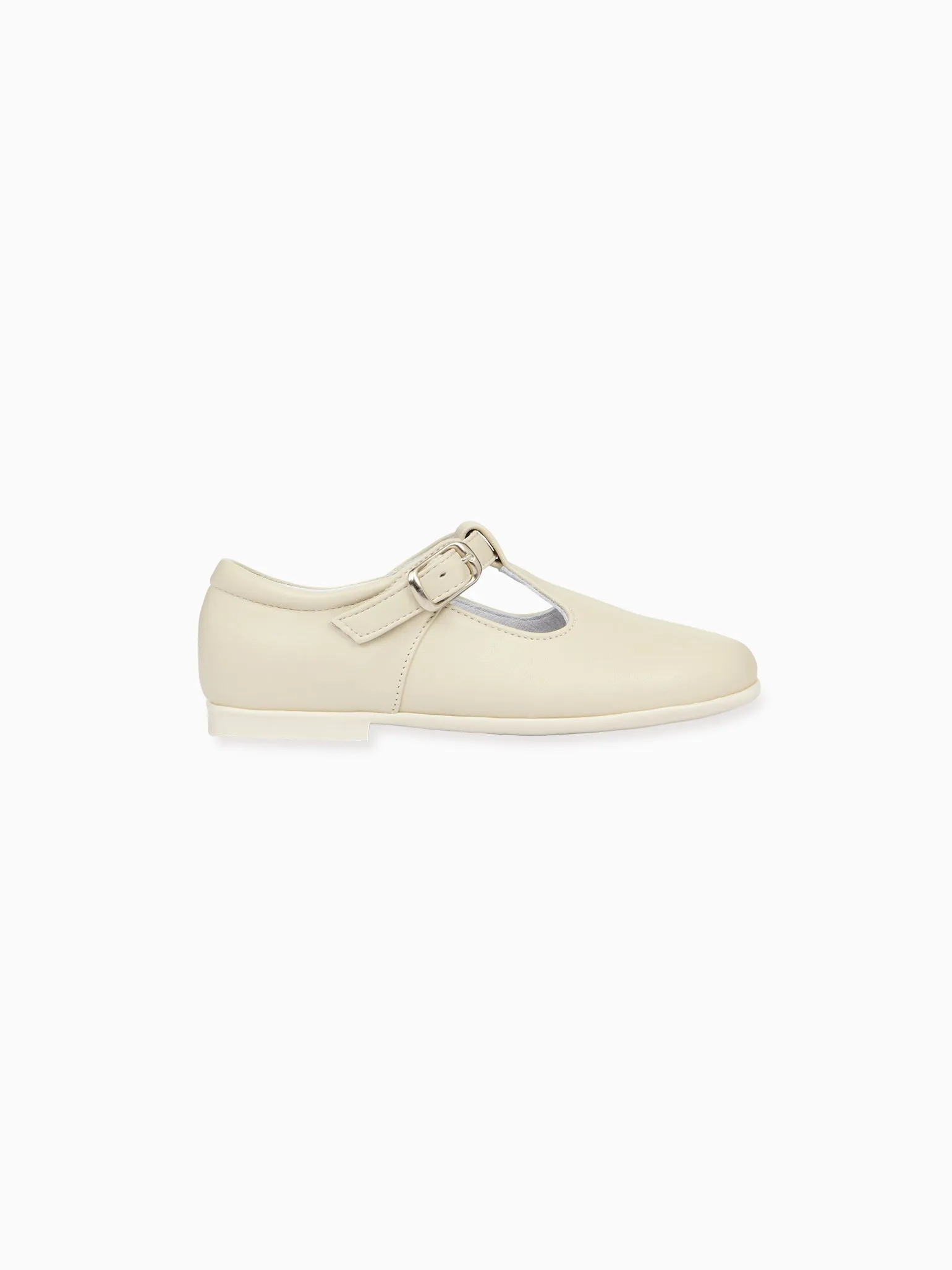 Ivory Leather Toddler T-Bar Shoes