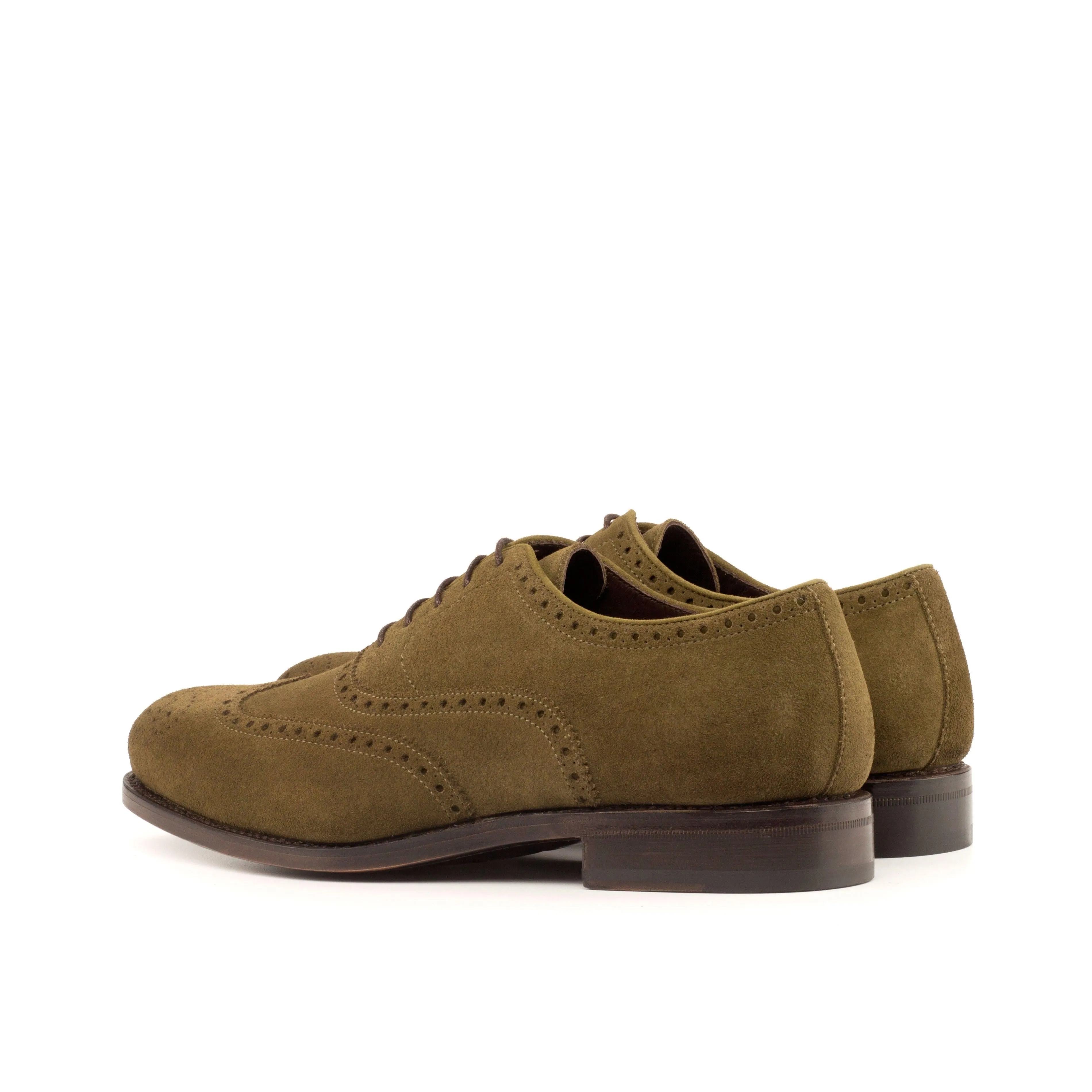 Khaki Suede Brogue Shoes