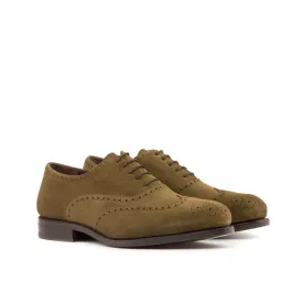 Khaki Suede Brogue Shoes