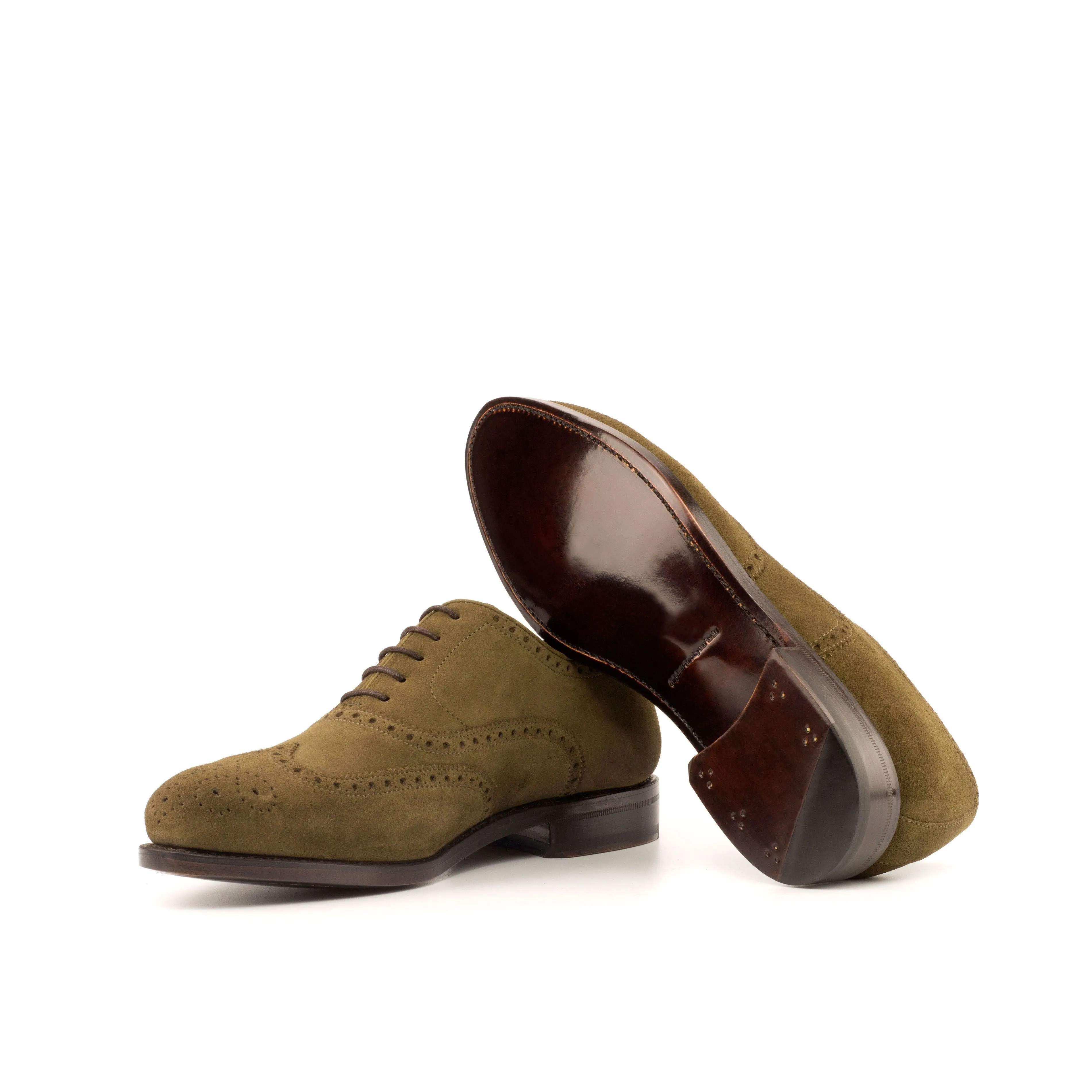 Khaki Suede Brogue Shoes