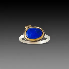 Lapis Ring with Diamond Dots