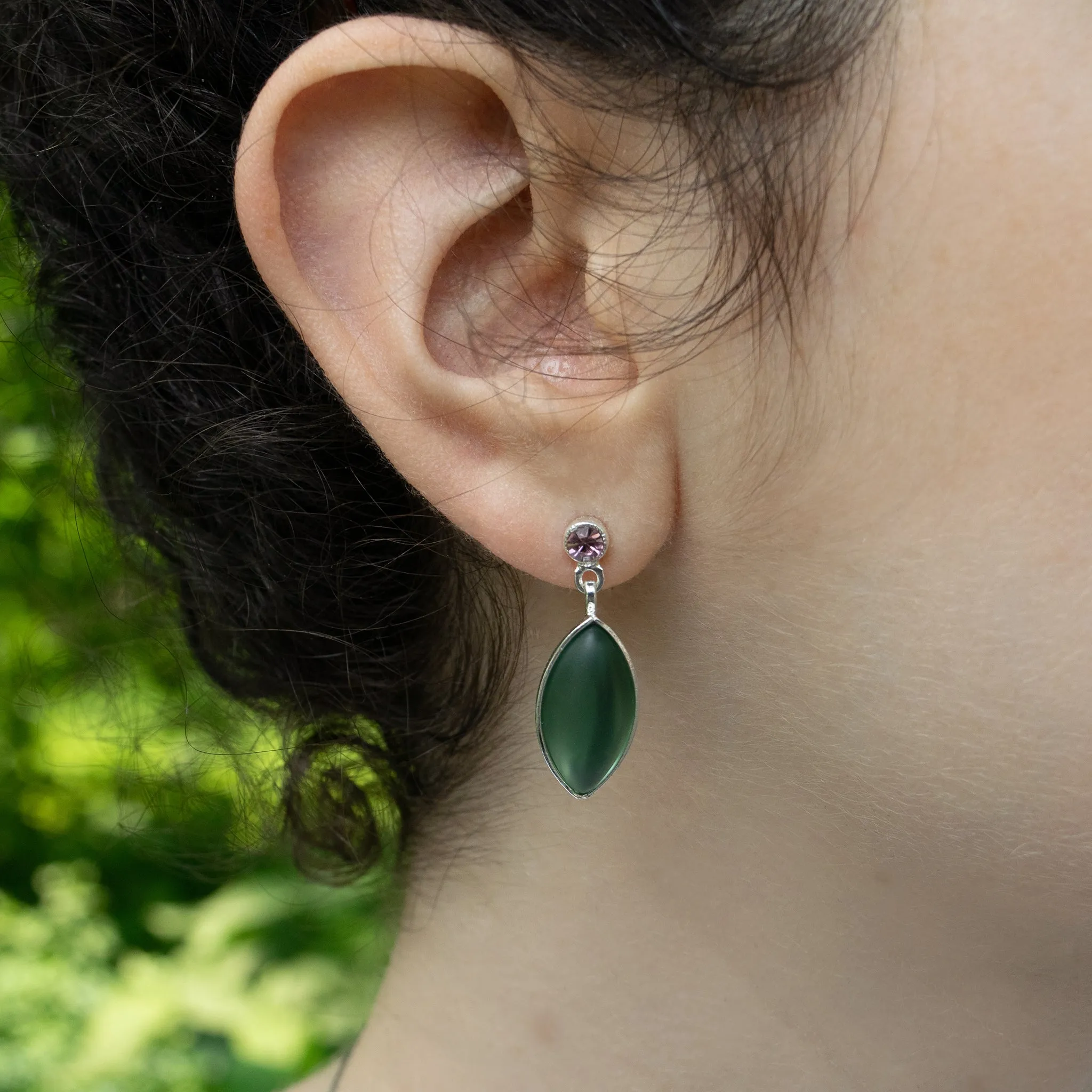 Large Leaf Post Earrings: Sage Green