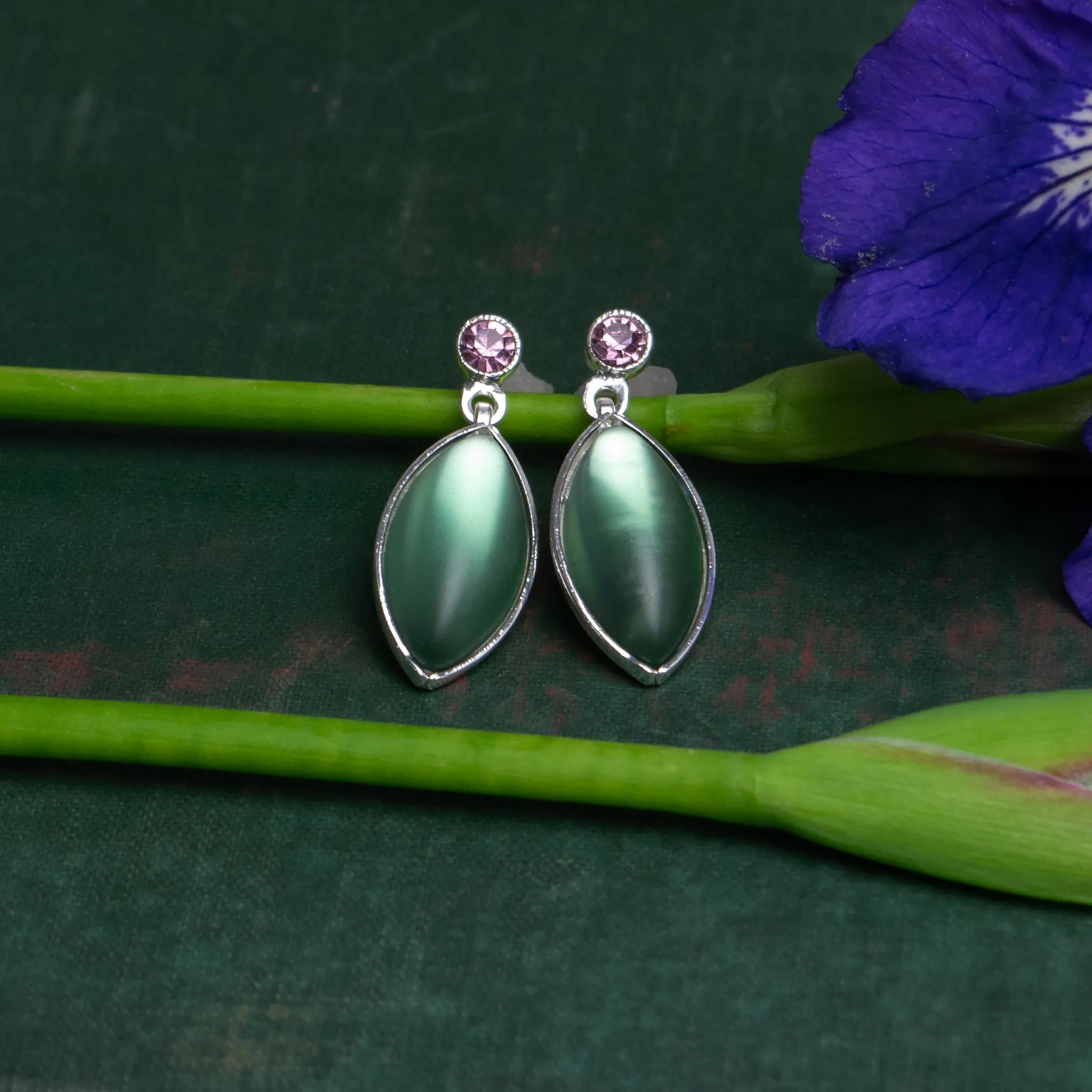 Large Leaf Post Earrings: Sage Green