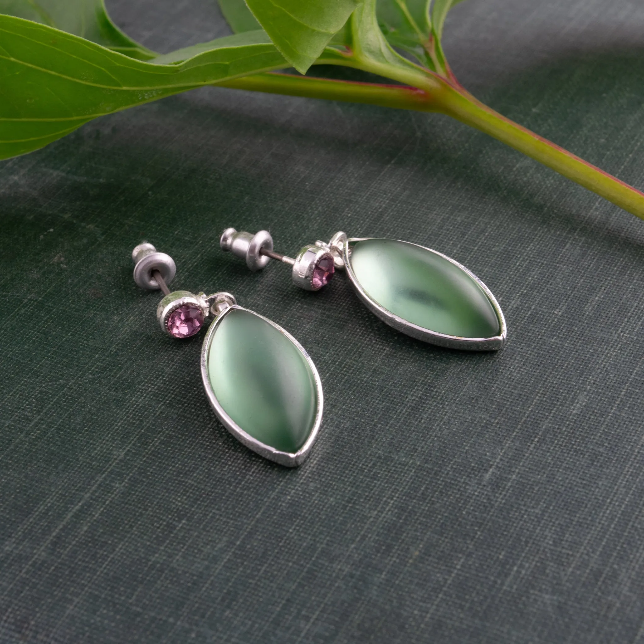 Large Leaf Post Earrings: Sage Green