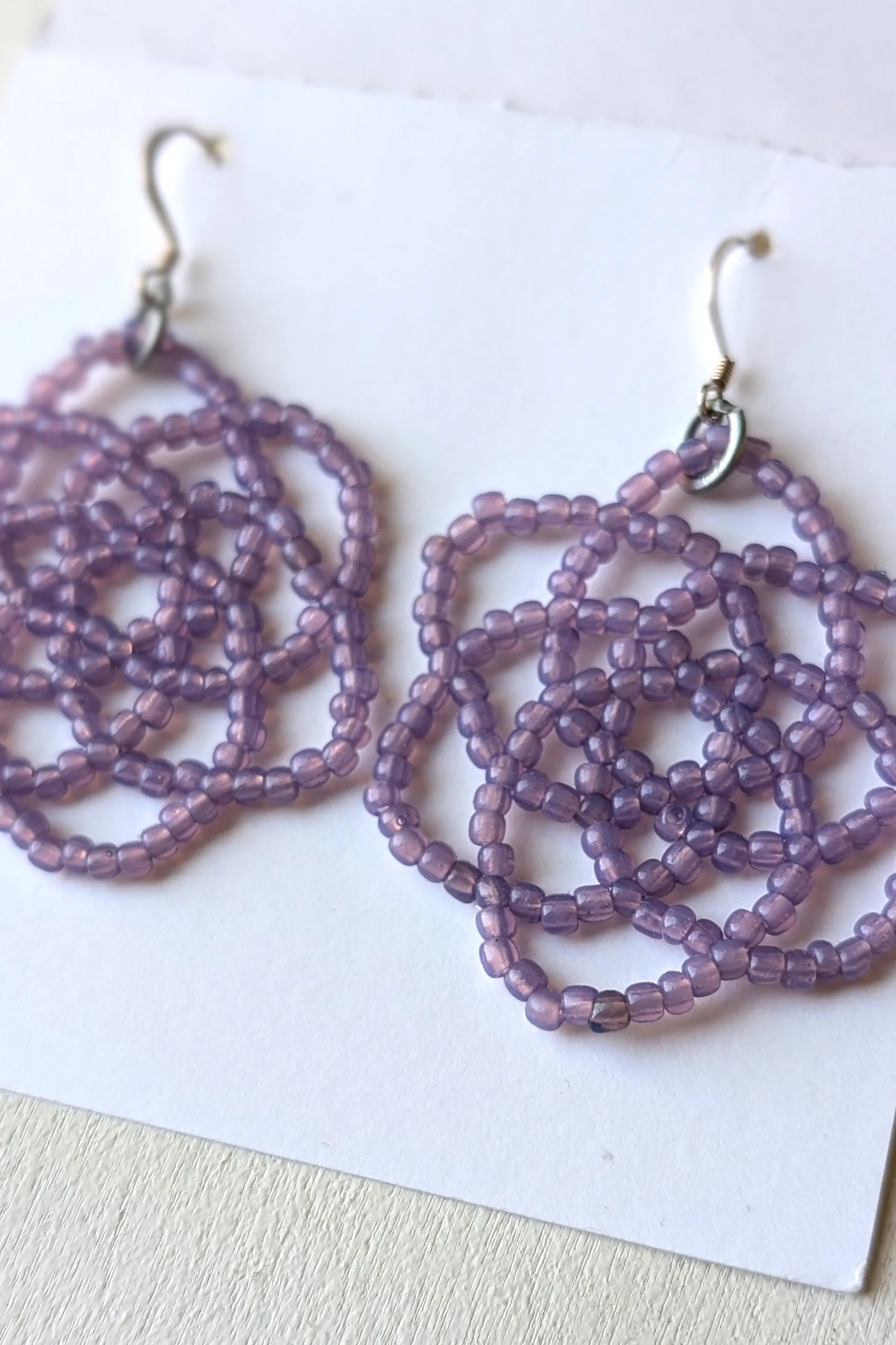 Lilac Star Beaded Earrings