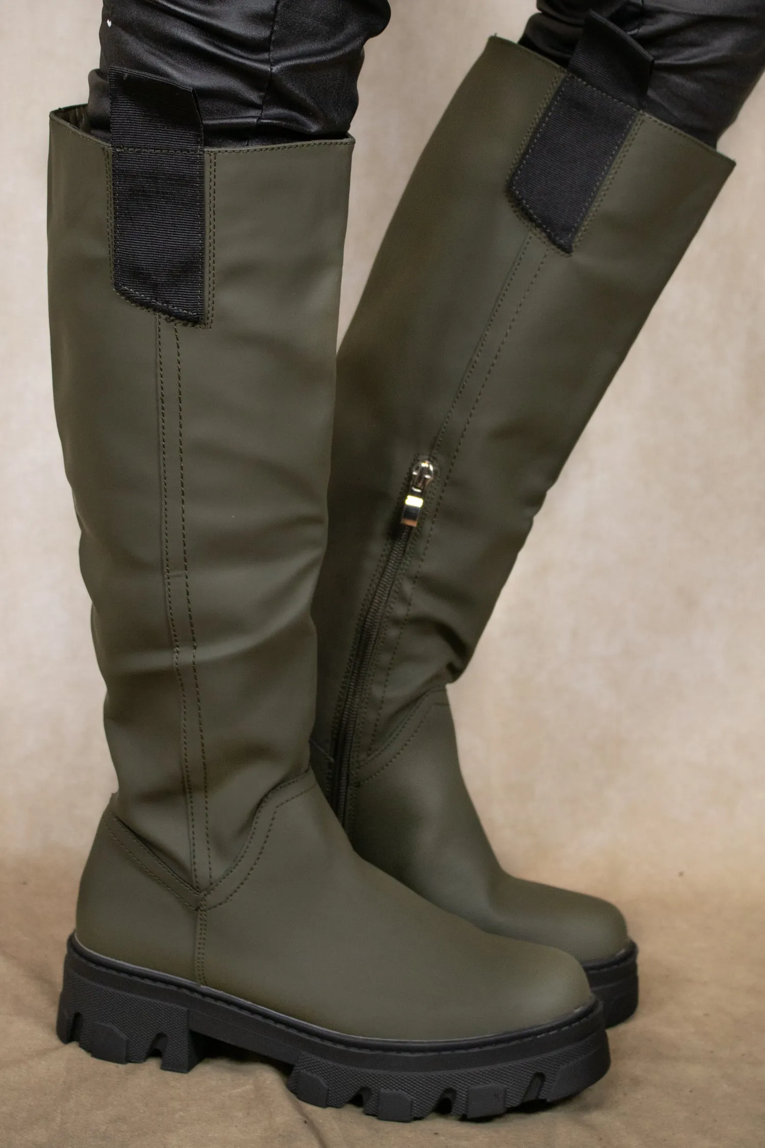 Long Khaki Boots