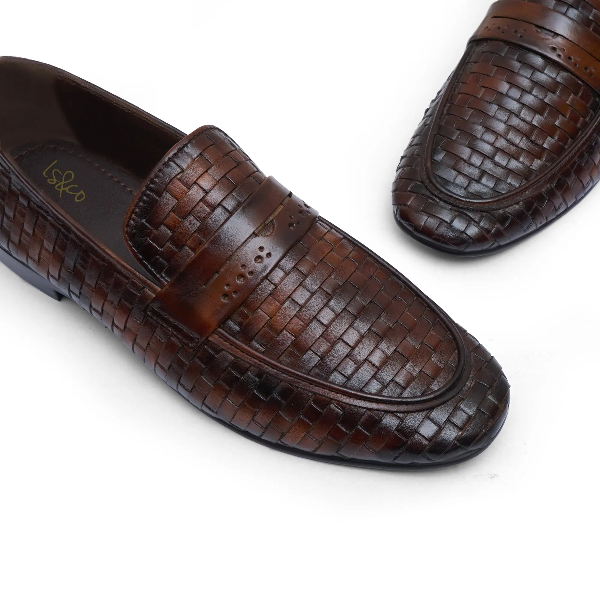 LS Pure Leather Cocoa KnitLux Formal Shoes LS-401