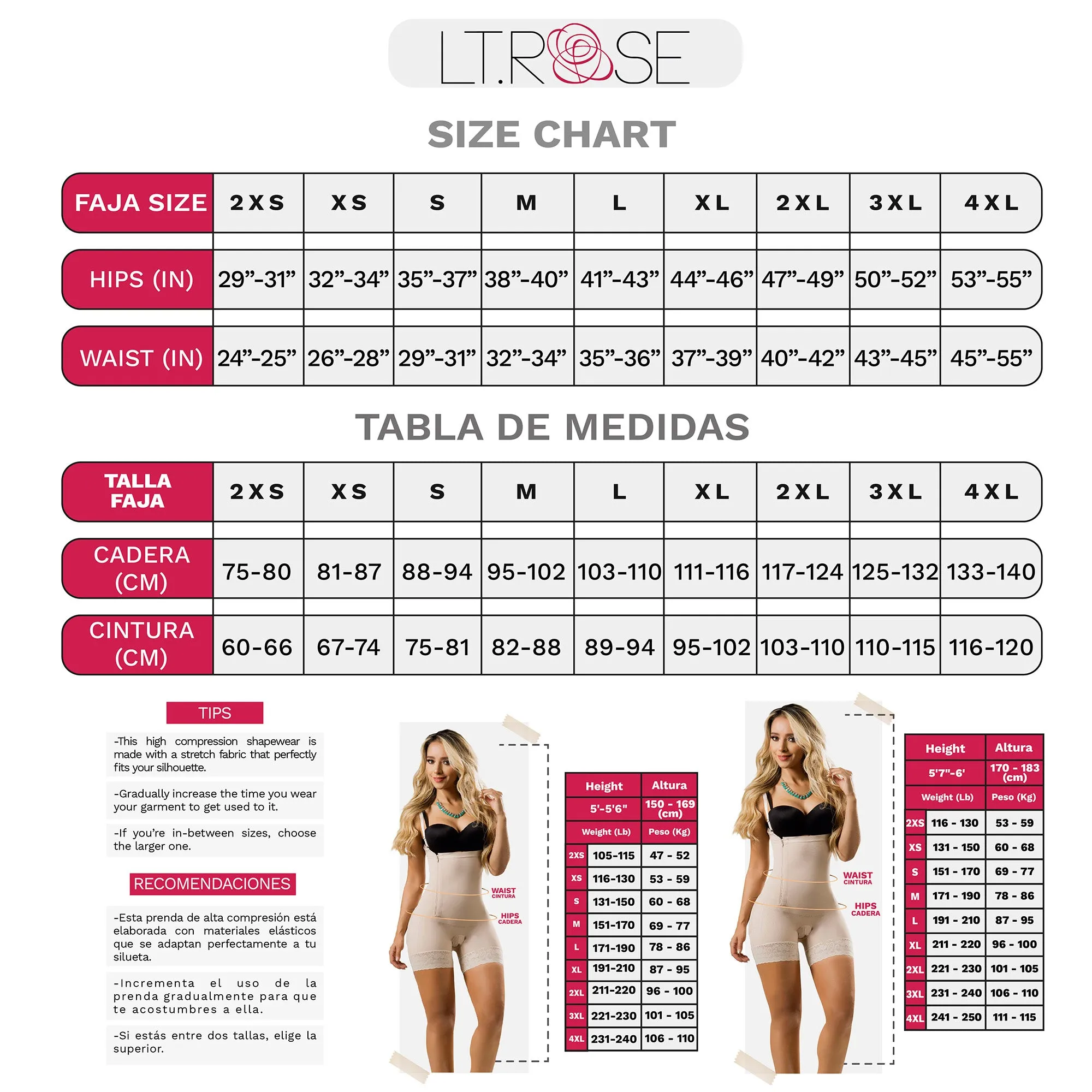 LT. Rose 21827 |  Tummy Control Thong Shapewear for Women | Everyday Use Colombian Fajas