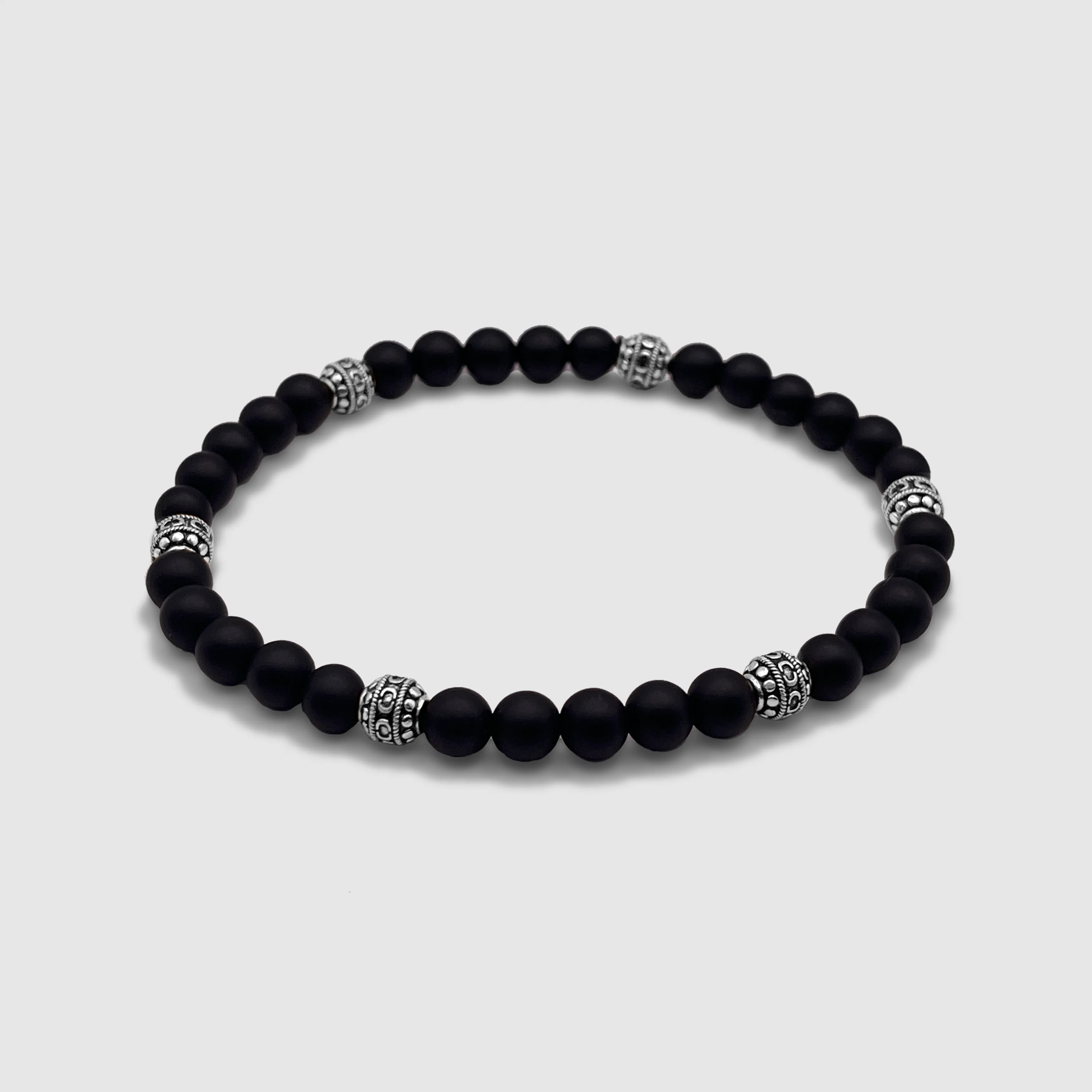 Matte Onyx Stone Bracelet (Silver)