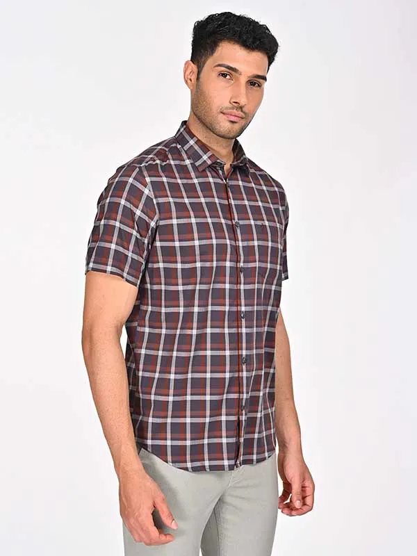 Men Checked Half Sleeve Cotton Shirt