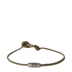 Men's Sterling Silver Barrel 'Om' Bead Bracelet on Natural Cord