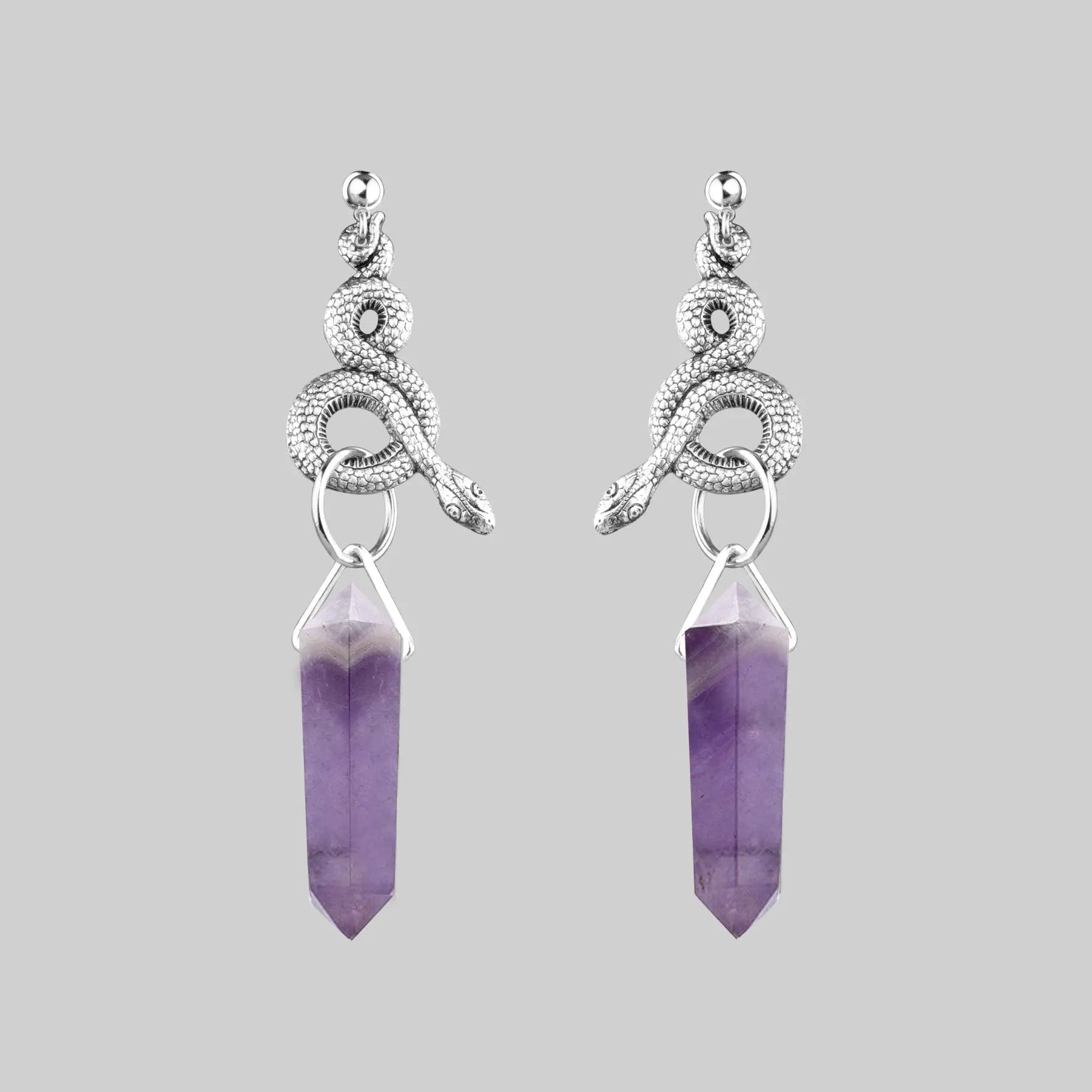 MERTLE. Snake Wrap Amethyst Earrings