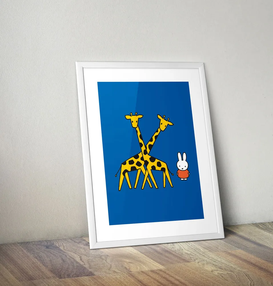 Miffy with Two Giraffes Framed Mini Poster