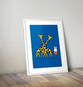 Miffy with Two Giraffes Framed Mini Poster