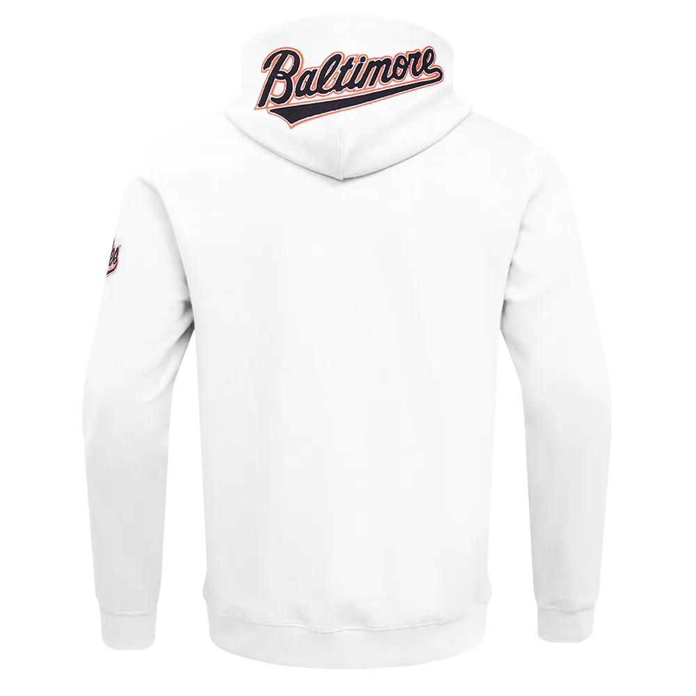 MLB BALTIMORE ORIOLES CLASSIC CHENILLE MEN'S FZ PO HOODIE (WHITE)