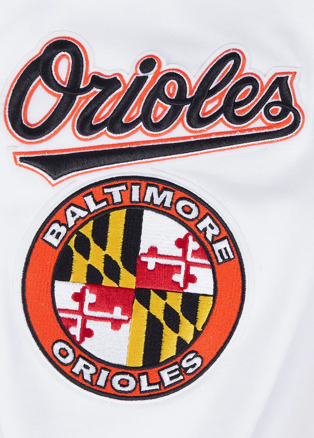 MLB BALTIMORE ORIOLES CLASSIC CHENILLE MEN'S FZ PO HOODIE (WHITE)