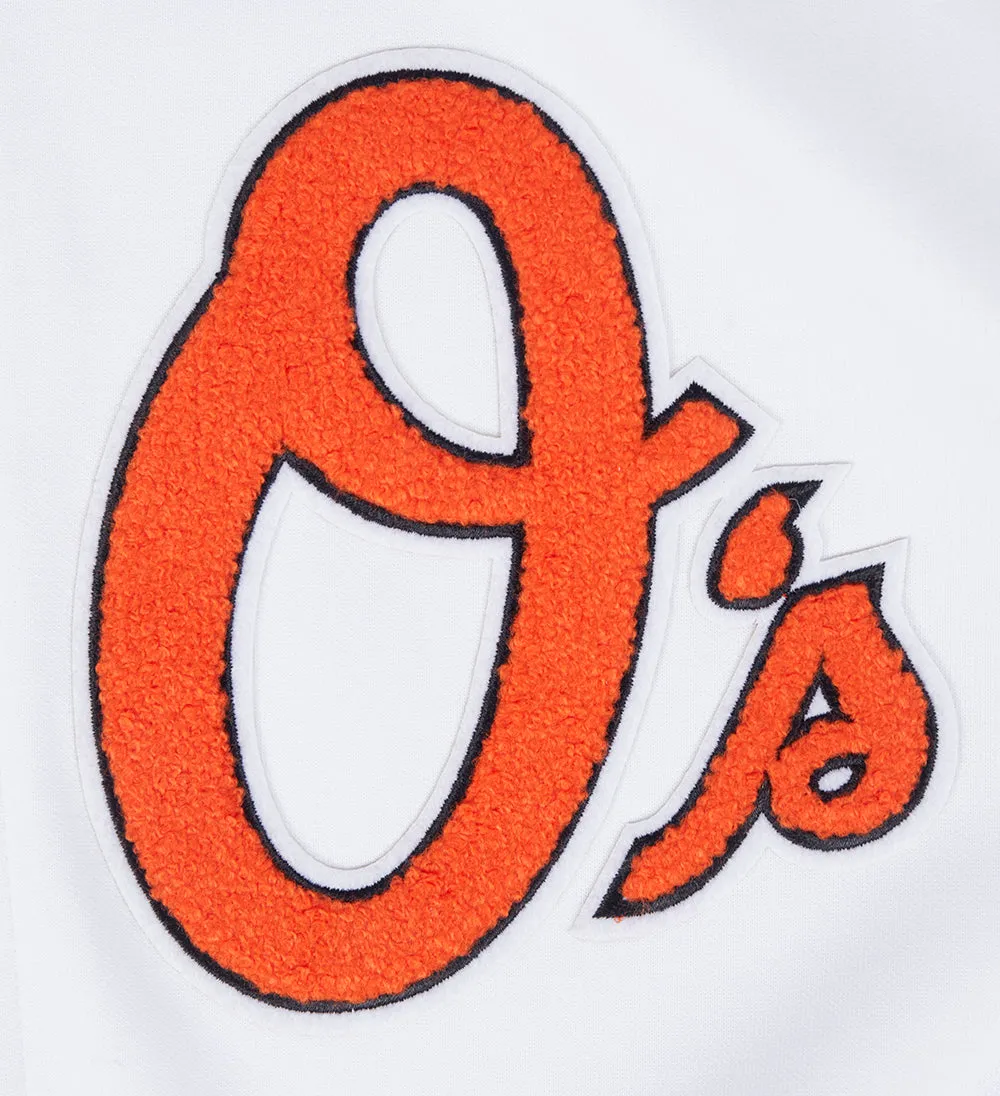 MLB BALTIMORE ORIOLES CLASSIC CHENILLE MEN'S FZ PO HOODIE (WHITE)