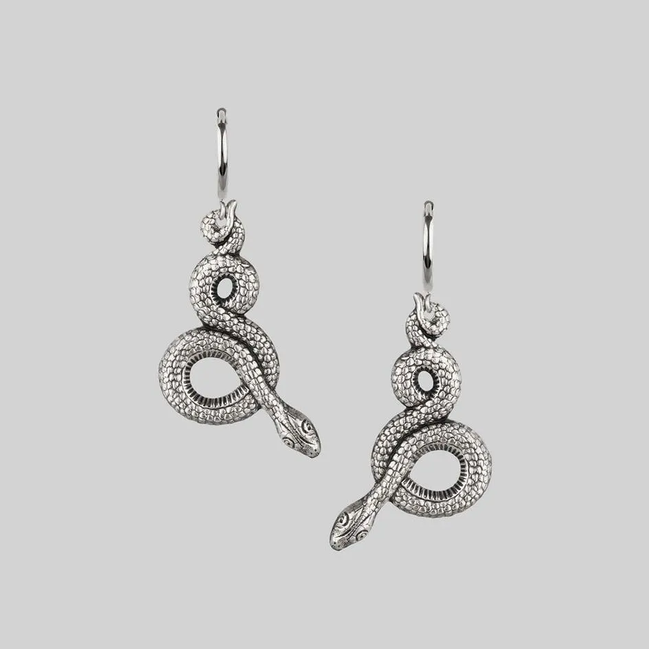 MOIRA. Snake Wrap Hoop Earrings - Silver