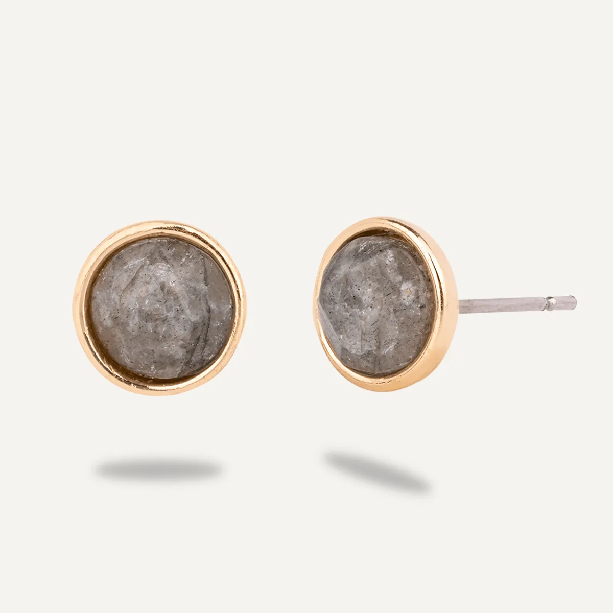 Natural Labradorite Stone Studs In Gold-Tone