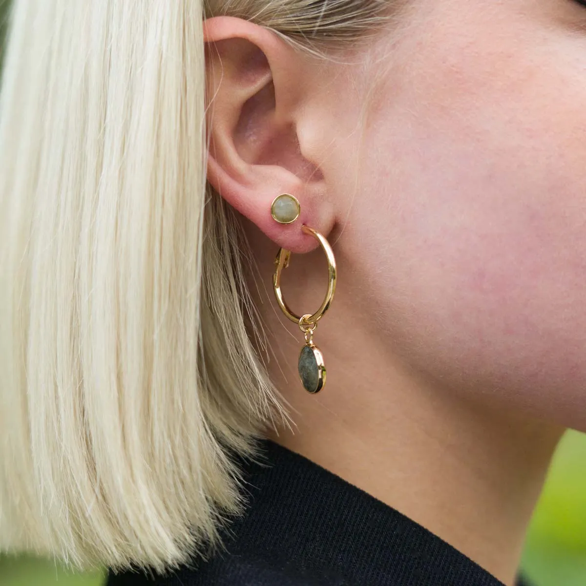 Natural Labradorite Stone Studs In Gold-Tone