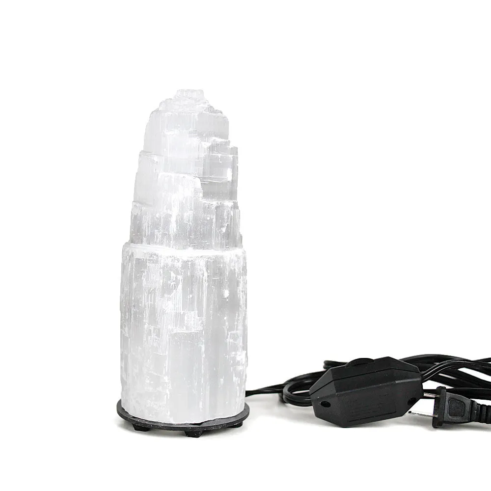 Natural Selenite Mountain Lamp