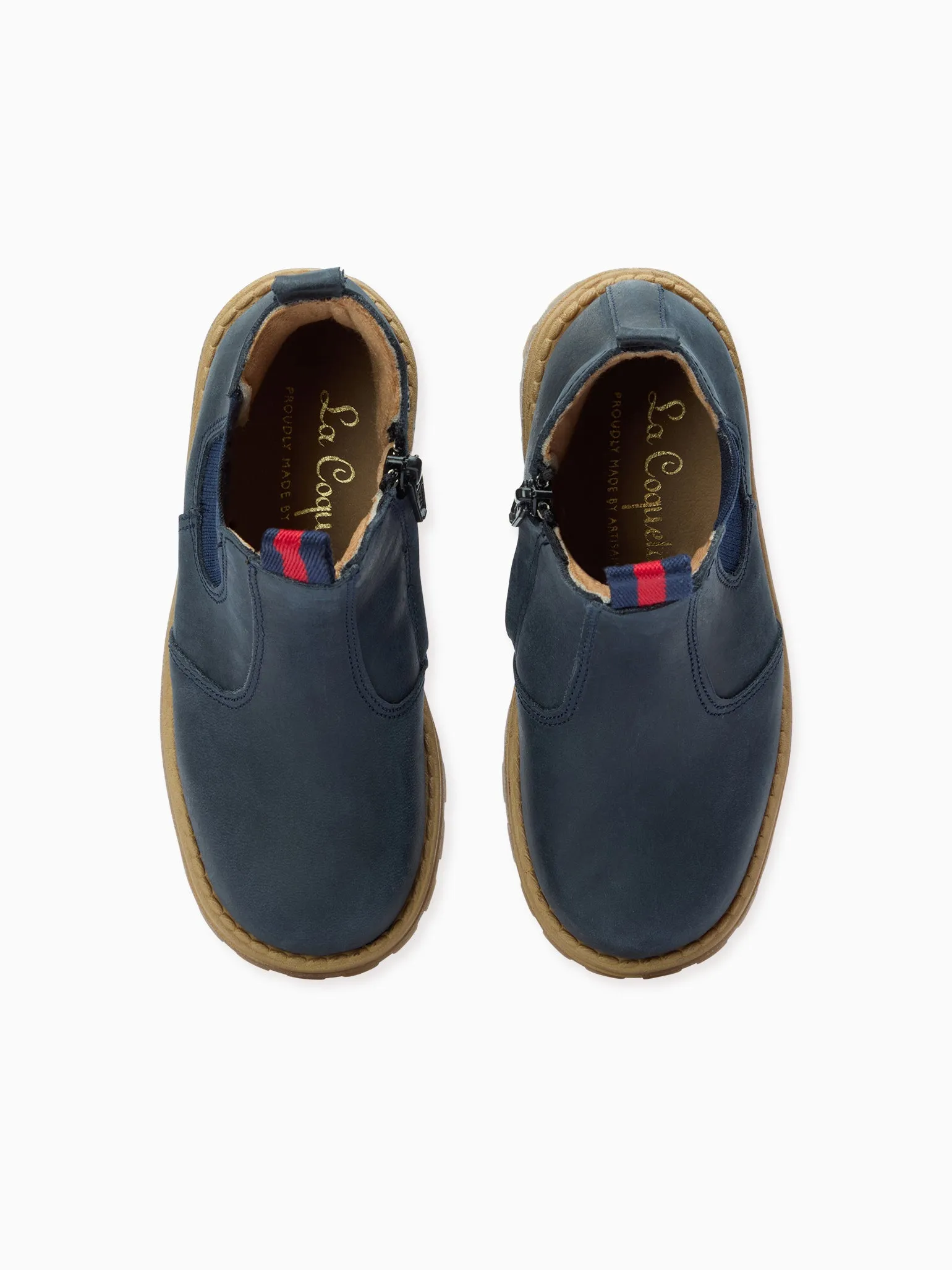 Navy Leather Chelsea Boots