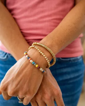 NEW! Gold and Multi Colored Beaded Bracelet Set