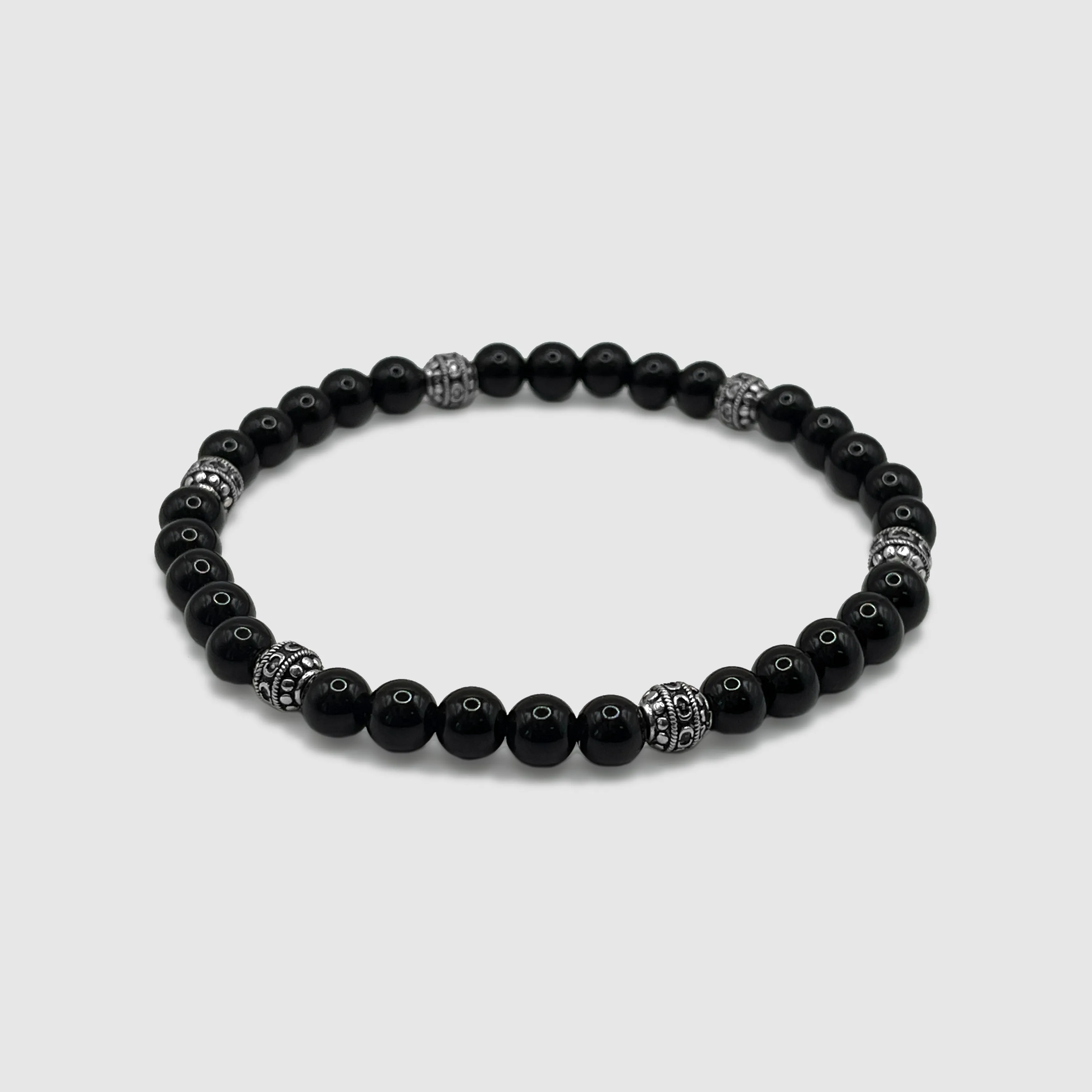 Obsidian Stone Bracelet (Silver)