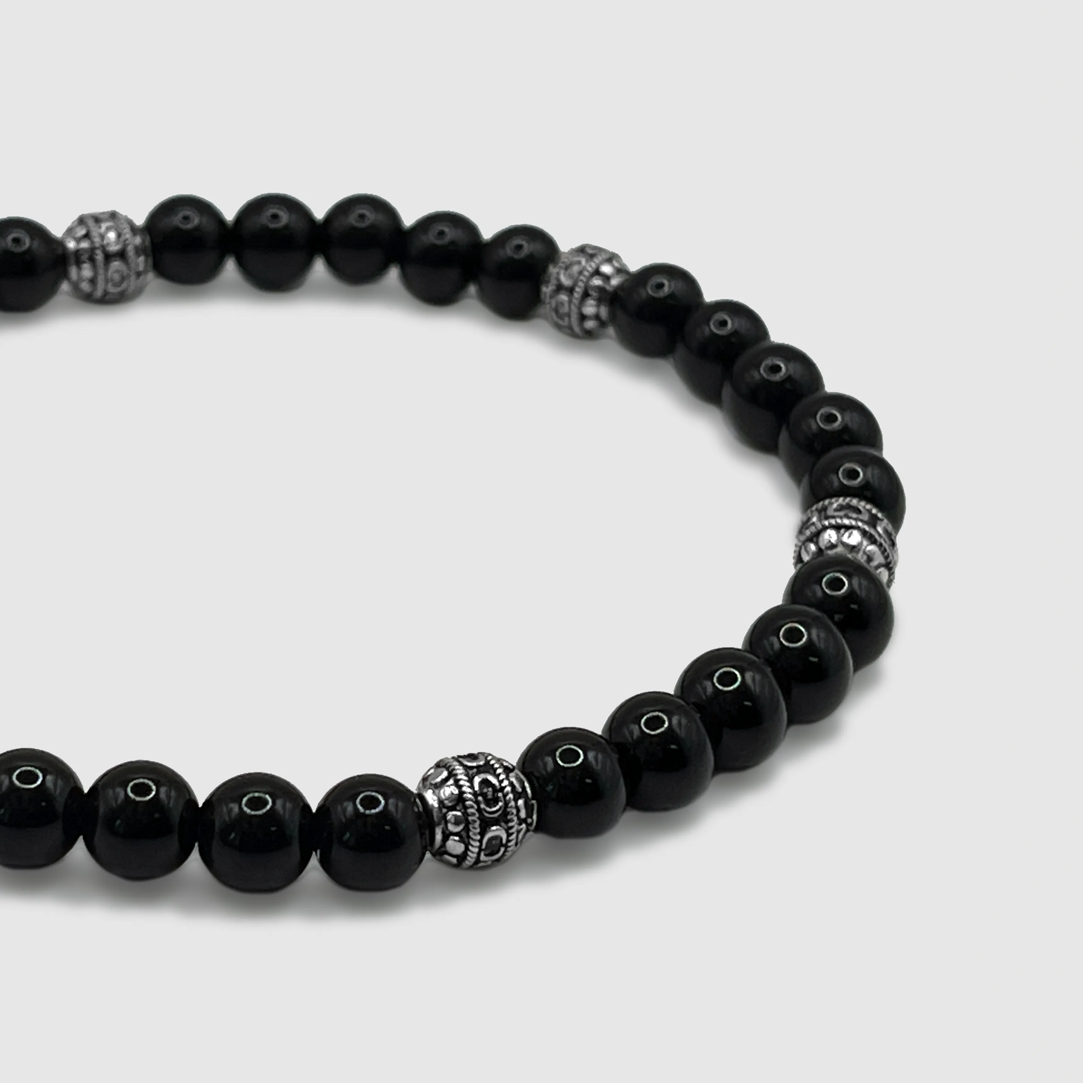 Obsidian Stone Bracelet (Silver)