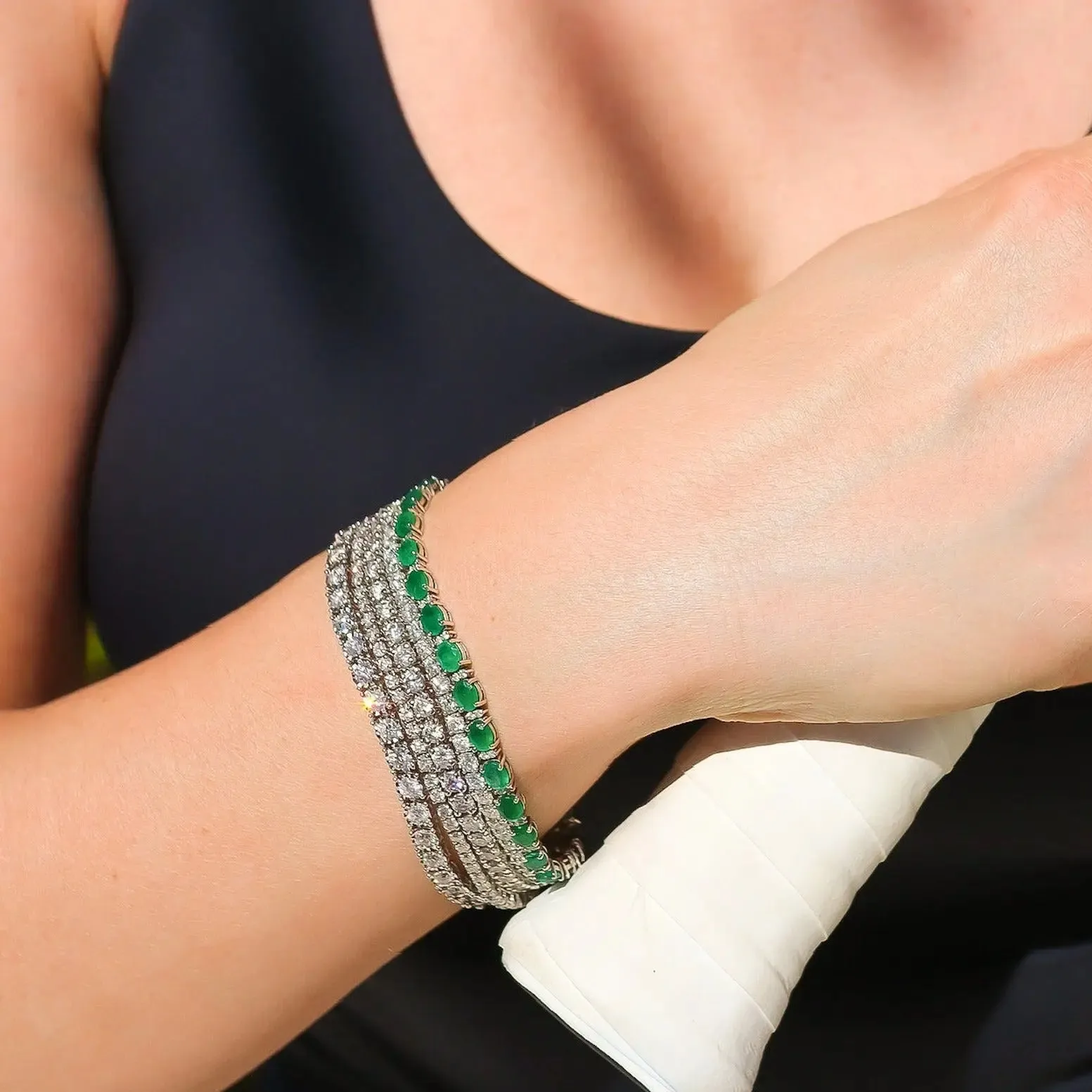 Oval Emerald and Diamond Bracelet