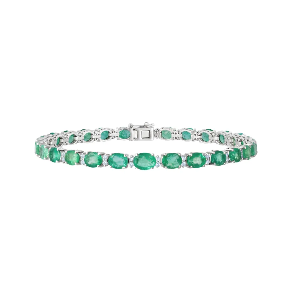 Oval Emerald and Diamond Bracelet