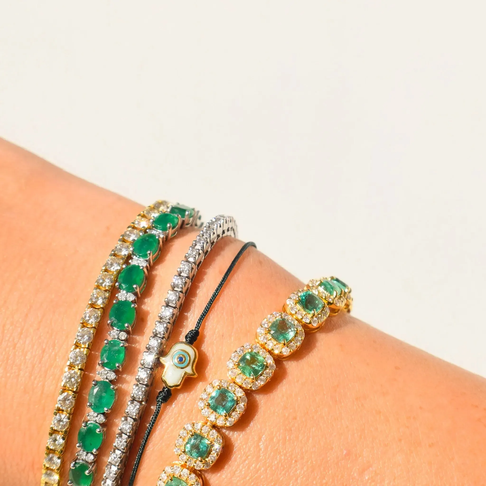 Oval Emerald and Diamond Bracelet