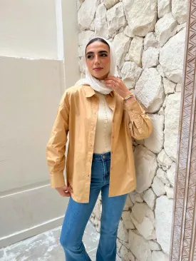 Oversized Beige Cotton Shirt.