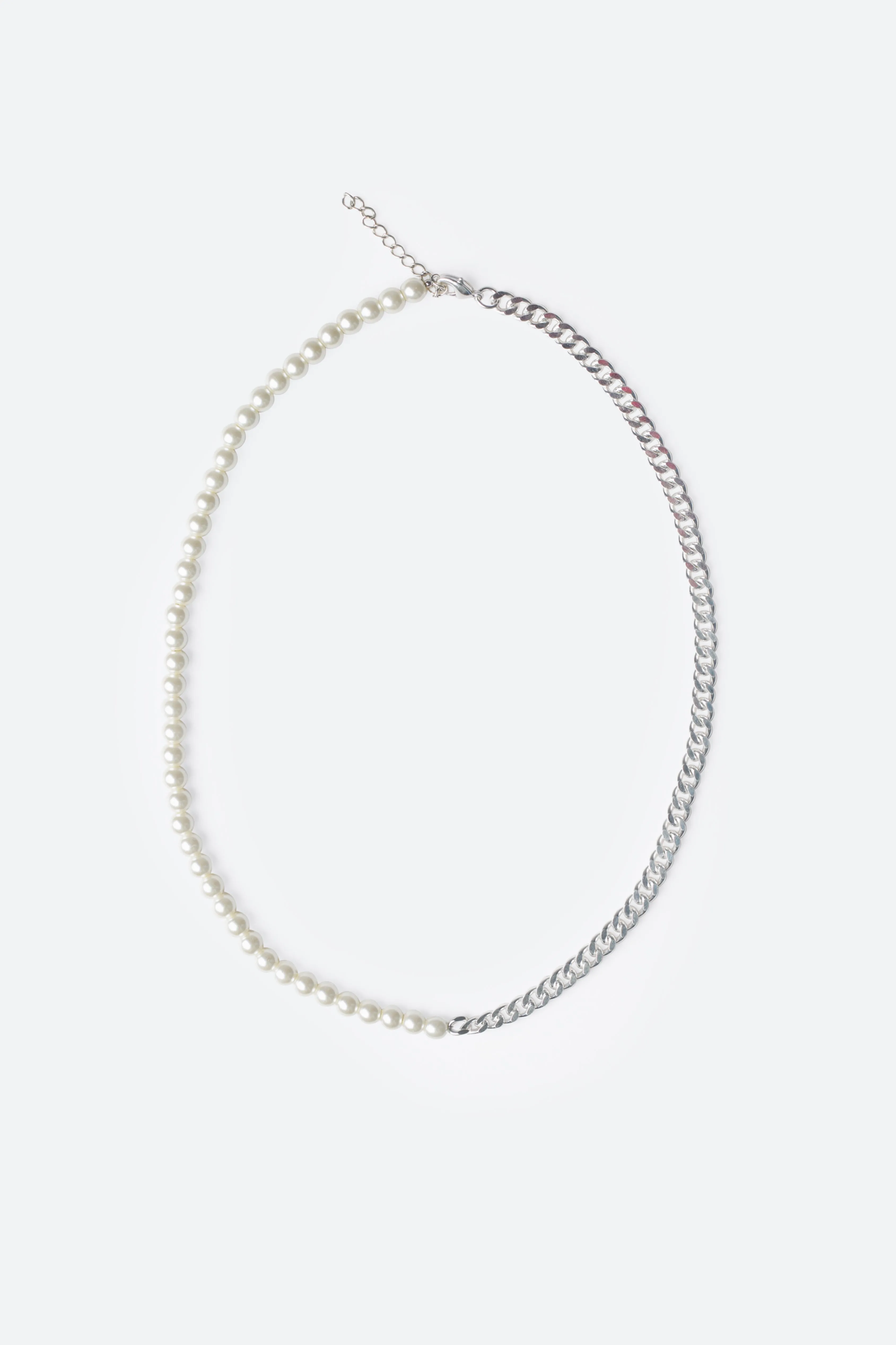 Pearl and Cuban Chain Necklace - Off White