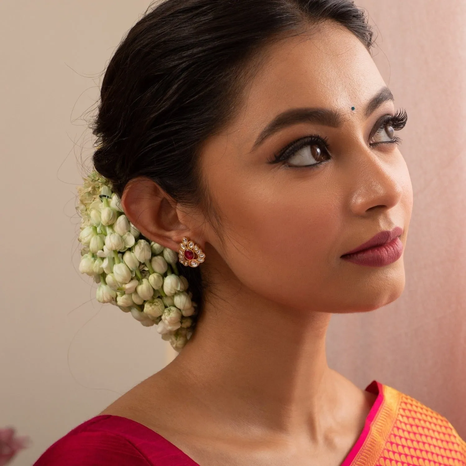 Phullati Jadau Silver Stud Earrings