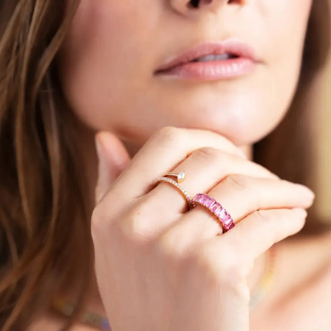 Pink Sapphire Half Ring